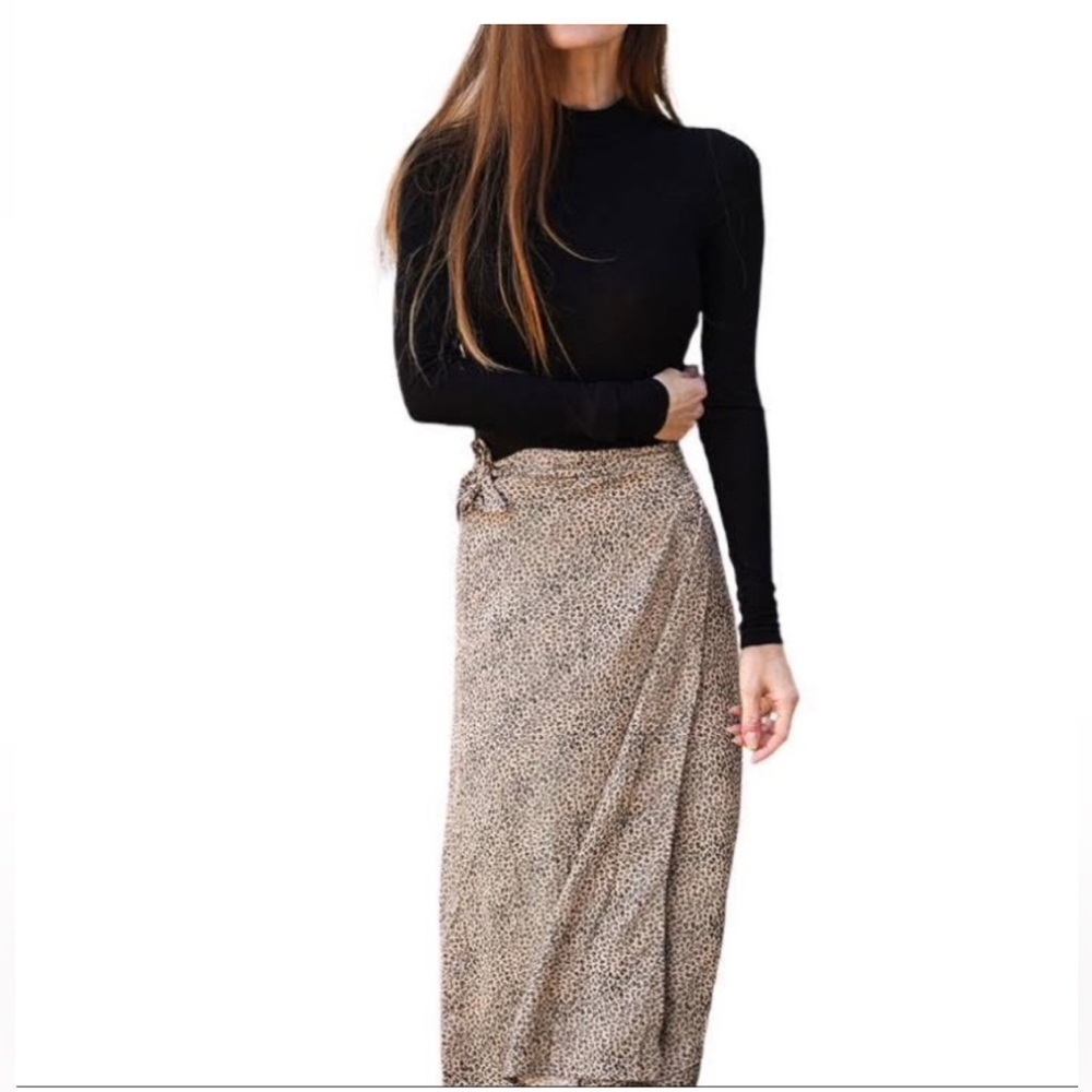 Urban Outfitters Urban Romantics Leopard Print Wrap Skirt